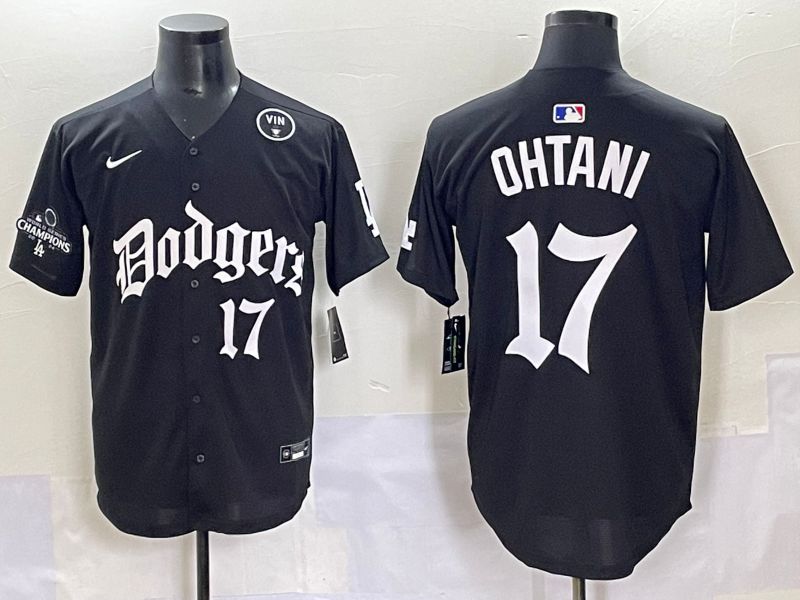 Men 2025 Los Angeles Dodgers #17 Ohtani Black Seventh generation Joint Name Nike MLB Jersey style 10